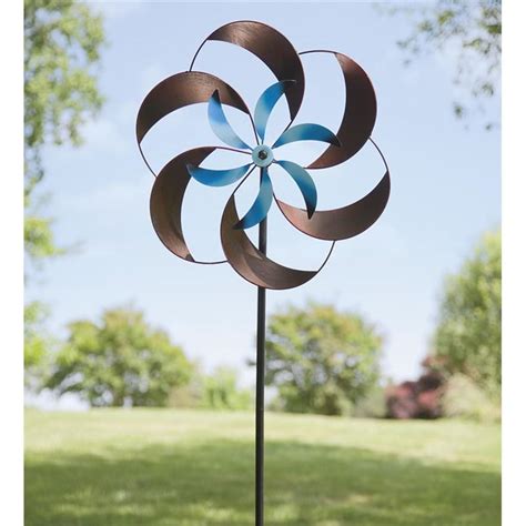 Two Tone Pinwheel Metal Garden Spinner Wind Spinners