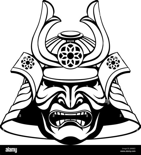 Stylised Samurai Mask Stock Vector Art Illustration Vector Image