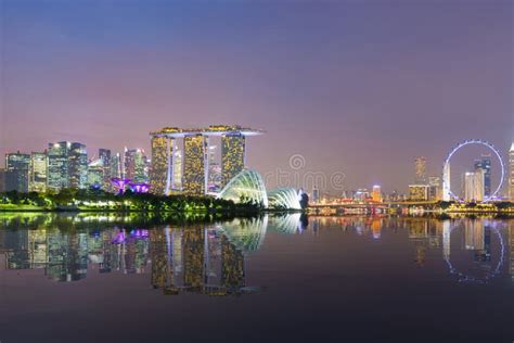 Singapore Skyline Cityscape View Twilight Sky And Beautiful Night View