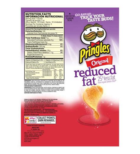 Pringles Reduced Fat Original Potato Crisps Chips 49 Oz