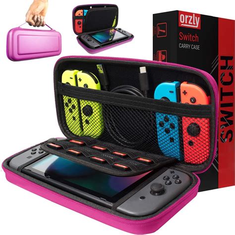Orzly Carry Case Compatible With Nintendo Switch Pink Protective Hard