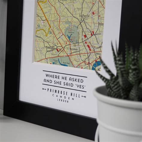Personalised Single Map Engagement Art By Basil And Ford