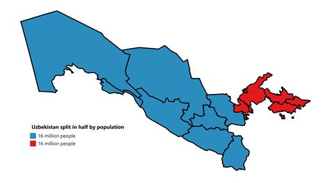 Uzbekistan split in half by population #Maps #InterestingMaps #