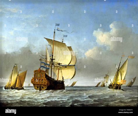Navy With Flagship By Willem Van De Velde The Younger 1633 1707