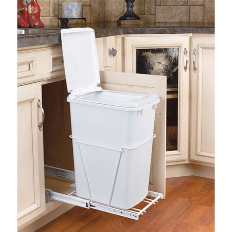 It fits cabinet openings at least 11 inches wide. Rev-A-Shelf Single Pull-Out Waste Containers With Lids ...
