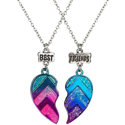 Pwfe Pwfe Bff Necklaces For 2 Split Heart Best Friends Forever