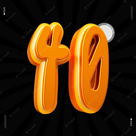 Premium Psd 3d Render Number 40 Font Orange