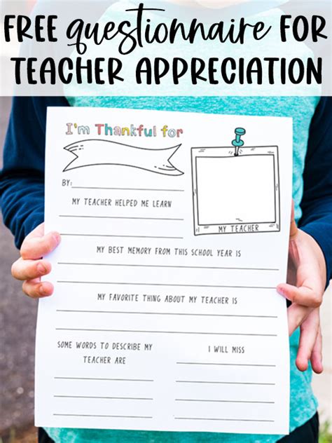 Free Printable Teacher Appreciation Questionnaire T Results For