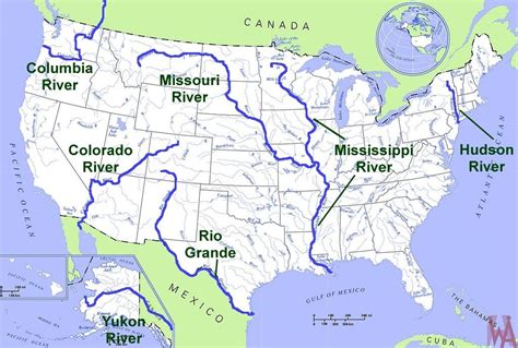 Us Map With Rivers And Lakes Map