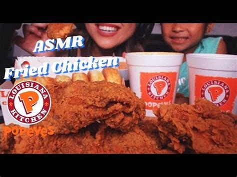ASMR Popeyes Fried Chicken Mukbang Crunchy Eating Sounds YouTube