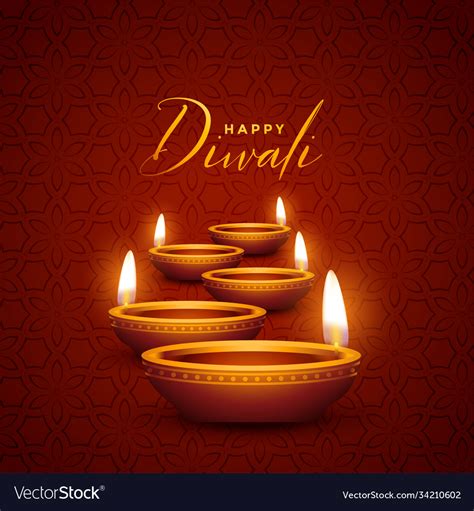 Lovely Happy Diwali Diya Decoration Design Vector Image