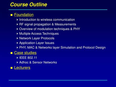 Course overview course objectives reference books consultation hours assessment topics outline rationale system administration is management and configuration of one or more computers with ◦ multiple operating systems, ◦ multiple hardware architecture. PPT - Wireless Systems Instructional Design PowerPoint ...