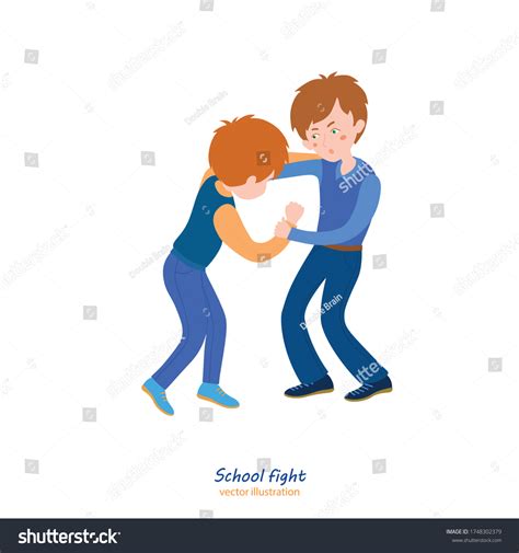 Boys Fighting School Normal Situation Childhood Stock Vector Royalty