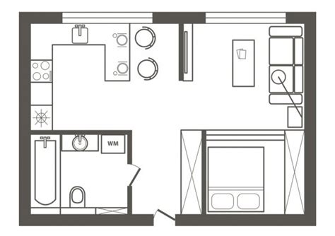 Linear Architectural Sketch Plan Studio House — Stock Vector © Tanok911