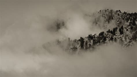 Free Images Mountain Snow Winter Cloud Black And White Fog Mist