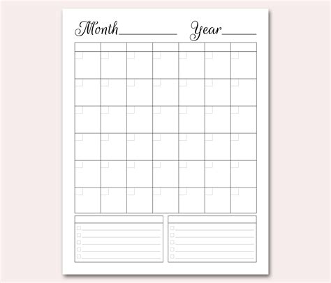 Blank Calendar Planner Printable Pdf Undated Perpetual Etsy