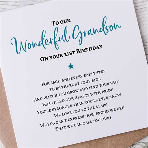 Grandson 21st Birthday Card Grandson 21 Cards Etsy