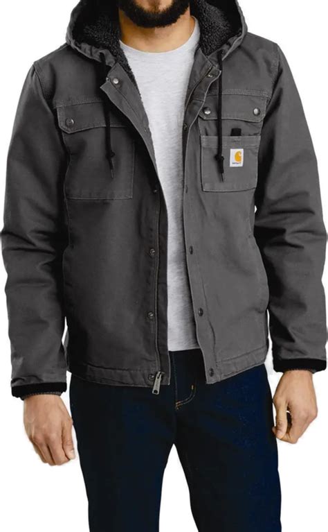 Carhartt Relaxed Fit Washed Duck Sherpa Lined Utility Jacket Gravel