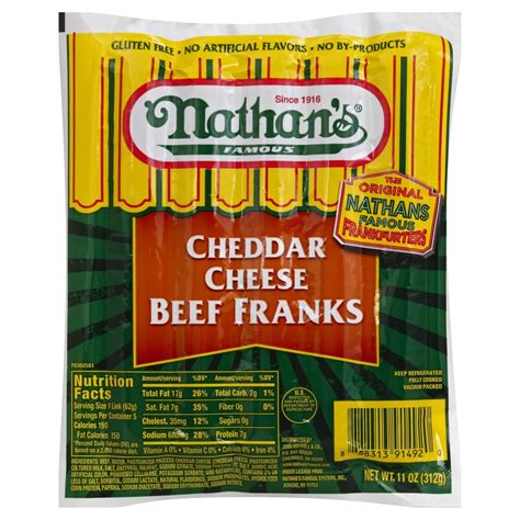 Nathan S Famous Cheddar Cheese Beef Franks Oz Shipt