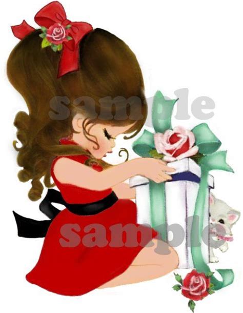 Vintage Girl With T Birthday Christmas Digital By Pixygirl2 Happy