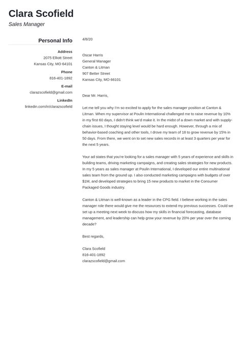 42 Director Of Sales Cover Letter Examples Most Complete Gover