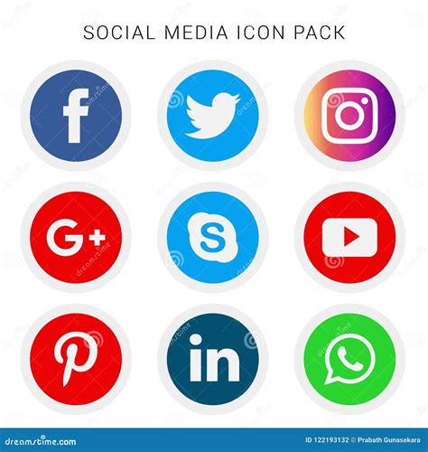 Collection Of Social Media Icons And Logos Cartoon Vector