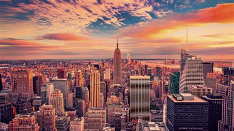 Empire State Building 4k Wallpaper New York City Cityscape Sunset