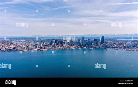 Aerial View Of Seattle Washington And Elliot Bay Stock Photo Alamy
