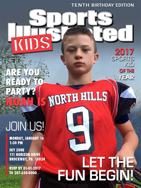 Sports Illustrated Kids Magazine Cover Invitation Printable Etsy Canada