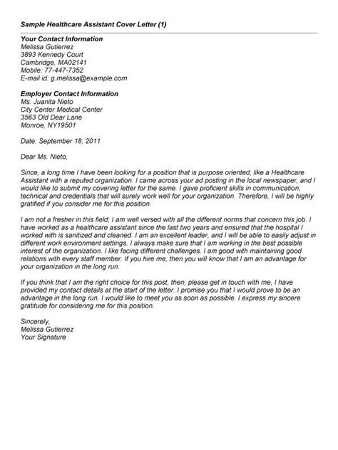 Most times, an application letter is not sent after you must have seen an advertised. Cover Letter Template Healthcare | Cover letter template ...