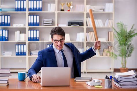 Angry Aggressive Businessman In The Office Stock Image Colourbox