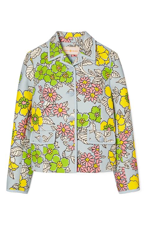 Tory Burch Wallpaper Floral Twill Crepe Jacket Editorialist