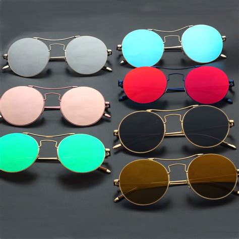 korean trend v brand sunglasses reflective sunglasses tide men and women street shot retro round