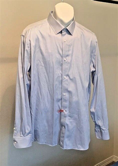 Indochino Mens Custom Dress Shirt Solid Blue Long Sl Gem