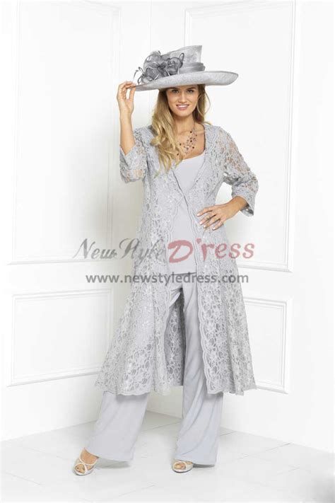 2019 new arrvial elegant silver gray mother of the bride pants suit three piece trousers set nmo