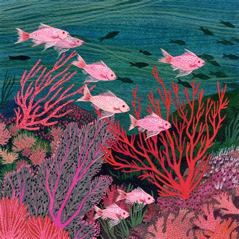 Coral reef painting by ana bikic #coralreef. becca stadtlander illustration: coral reef … | ILLUSTRATION en 2019 | Ilustración de mar, Arte ...