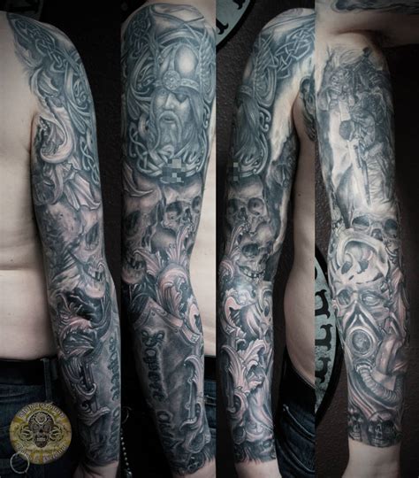 Skull Horror Viking Military Armsleeve 3 By 2face Tattoo On Deviantart