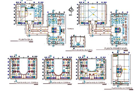 Floor Plan Layout Details Of Multi Flooring Hotel Dwg File Cadbull