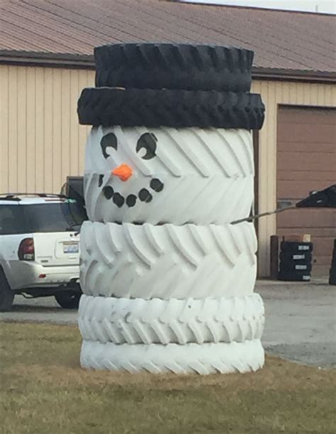 Cute Snowman Recycled Tires Tyres Recycle Repurposed Tire Christmas