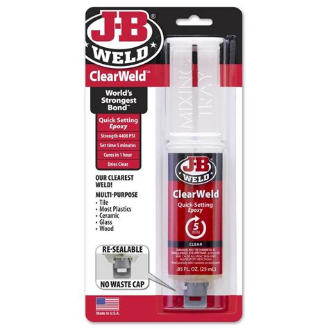 J B Weld 2 Oz Epoxy Adhesive Clearweld Epoxy Syringe Glues Tapes