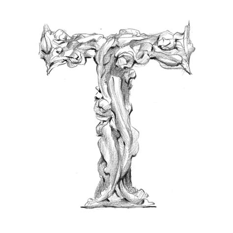 Ornate Capital Letter T Illustrated By Laura Dreyer