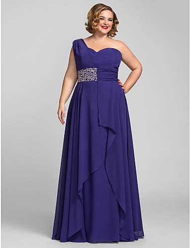 A Line One Shoulder Floor Length Chiffon Prom Formal Evening Military