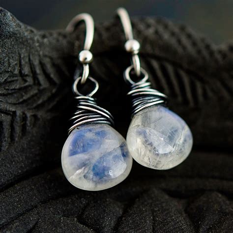 Moonstone Earrings Moonstone Jewelry Drop Earrings By PoleStar