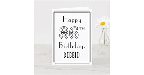 Happy 86th Birthday Art Deco Style W Custom Name Card Zazzle