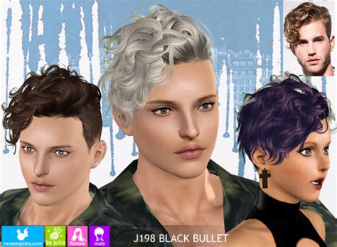 J198 Black Bullet Curly Side Hairstyle By Newsea Sims 3