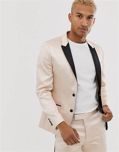 Most popular price low to high price high to low. ASOS DESIGN skinny tuxedo prom suit jacket in champagne ...