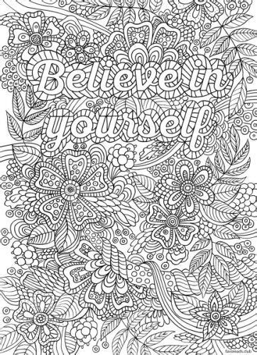 Believe In Yourself Coloring Page Free