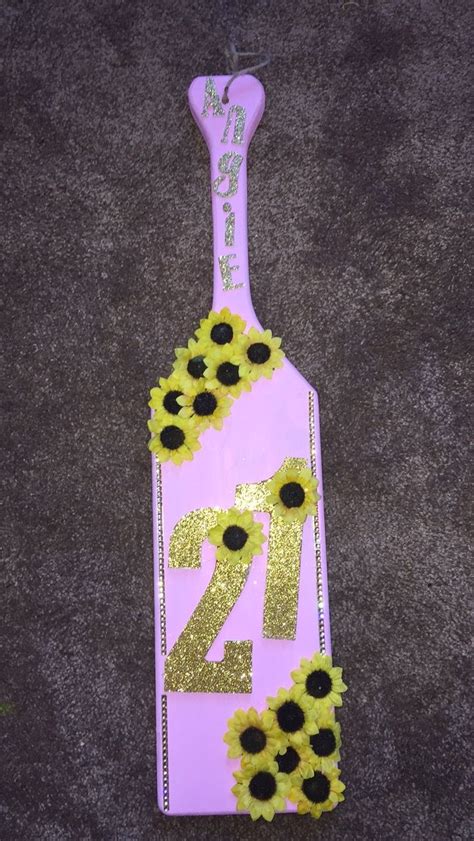 21st Birthday Sorority Paddle So Cute With Gold And Sunflowers 21st