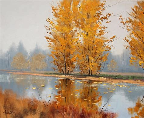 Misty Lake 3 Painting By Graham Gercken Fine Art America