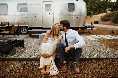 Airstream Trailer Glamping Wedding Kiss Autocamp Yosemite Destination